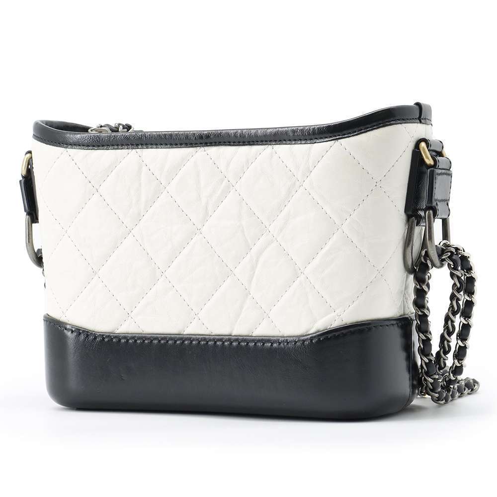 Chanel Black Hobo Gabriel Shoulder Lambskin Small White Bag de